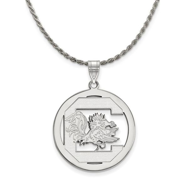 Sterling Silver South Carolina Large Circle Pendant...